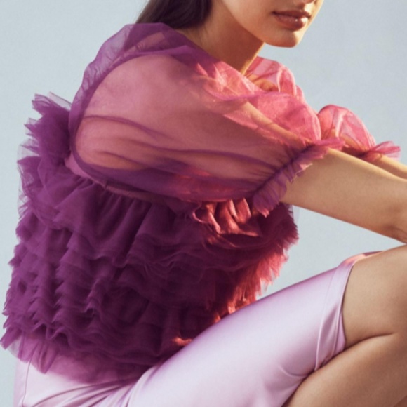 Brand New ENDLESS ROSE ORGANZA RUFFLE CROP TOP - Picture 6 of 9